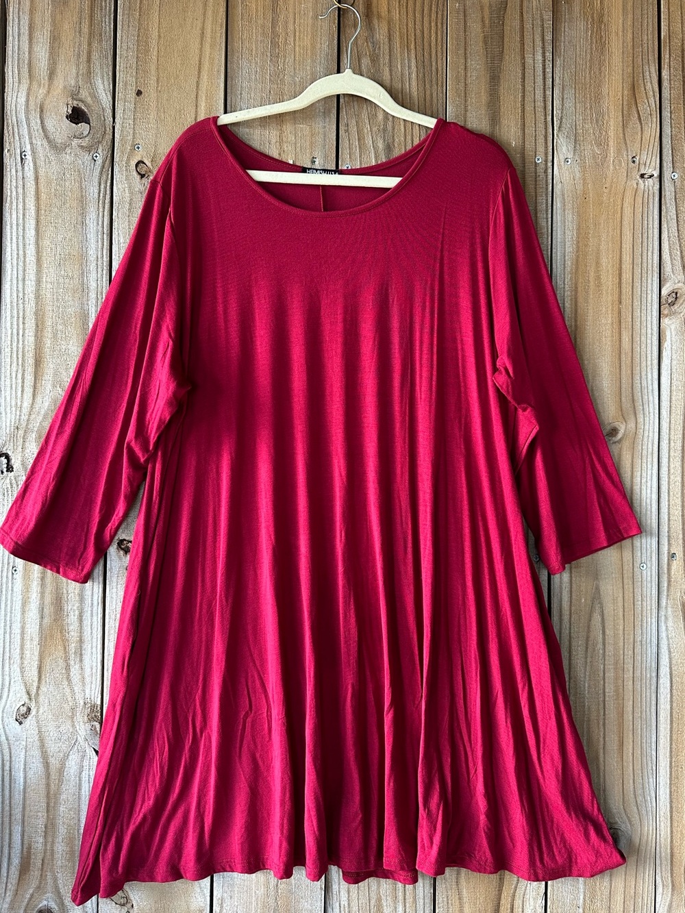 Heimish USA burgundy solid swing dress/long tunic top Women’s Plus Size 3XL